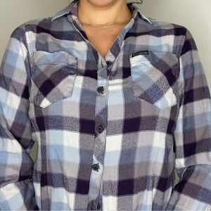 Columbia Blue Flannel Button Down Top